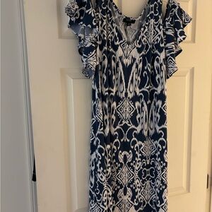 MSK Blue and White Ruffled Sundress Large